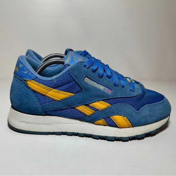 Vintage Reebok Classics Low Top Blue Yellow Shoes Men’s Size 7 (115 Box 14) - Picture 1 of 10